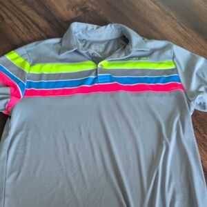 Under ArmourGray Polo Shirt with Neon Stripes